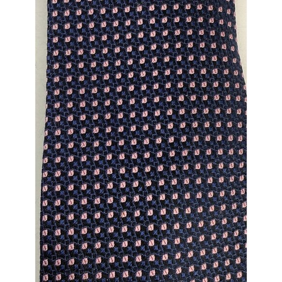 CHARLES TYRWHITT 100% Silk Necktie Designer Indigo Blue Pink Geometric Print EUC - Picture 2 of 7